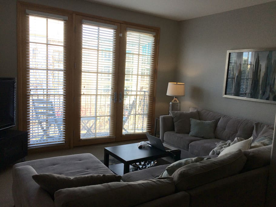 Large couch facing porch that can sleep 2 if neccessary