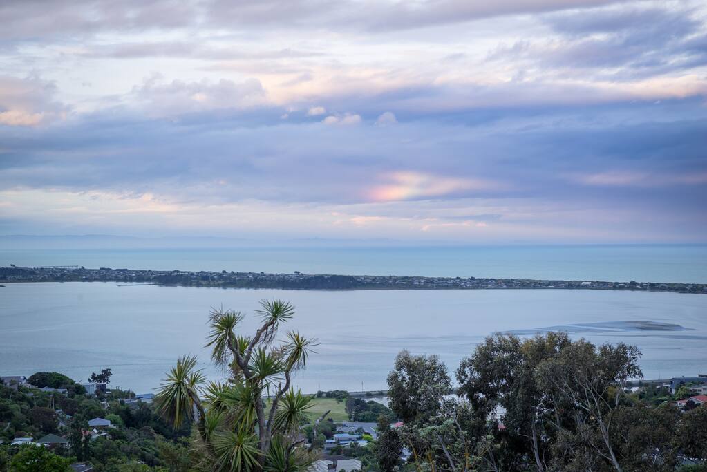 Epic views over Mt Pleasant valley, estuary and Christchurch.