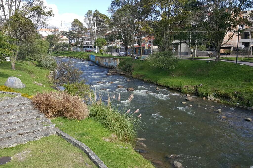 The view towards the apartment from the other side of the river.