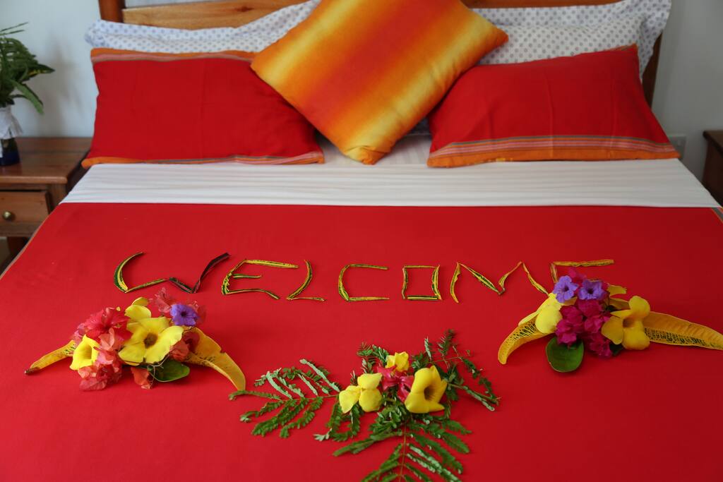 A warm welcome in one of the spacious bedrooms