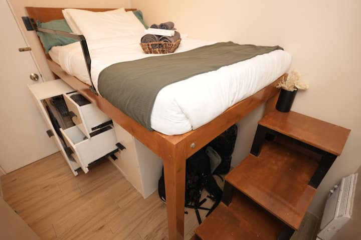 Pull out rack | Drawers | Cleaning materials storage | Dedicated space for luggage