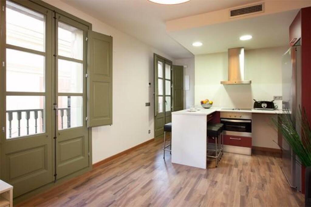 kitchen, oven, cooker, toaster, fridge, freezer