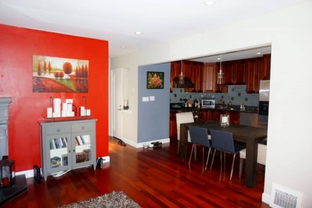 red walls in the living room for a touch of flair!