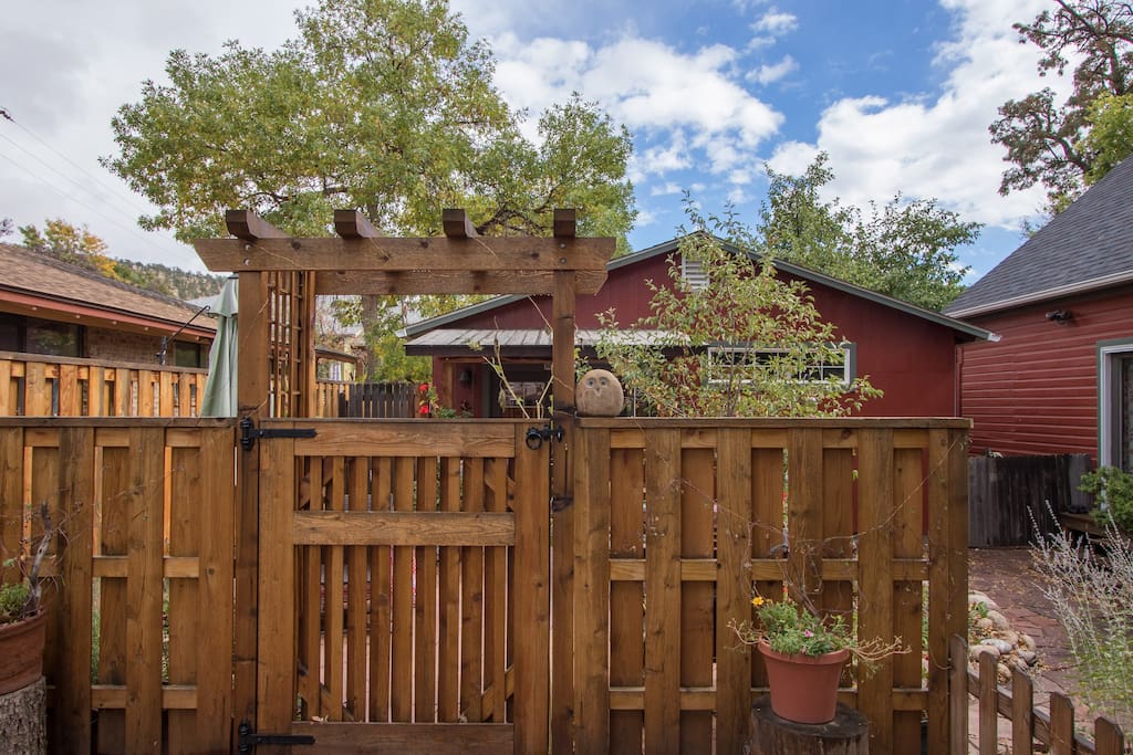 Look for the Cottage gate from the street