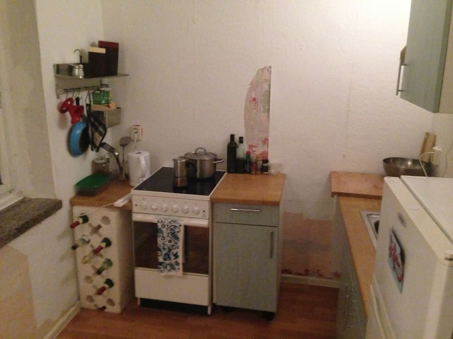 Kitchen, complete with mid-rennovation walls!