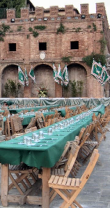 the Official Dinner before the Palio...just in front of your windows.