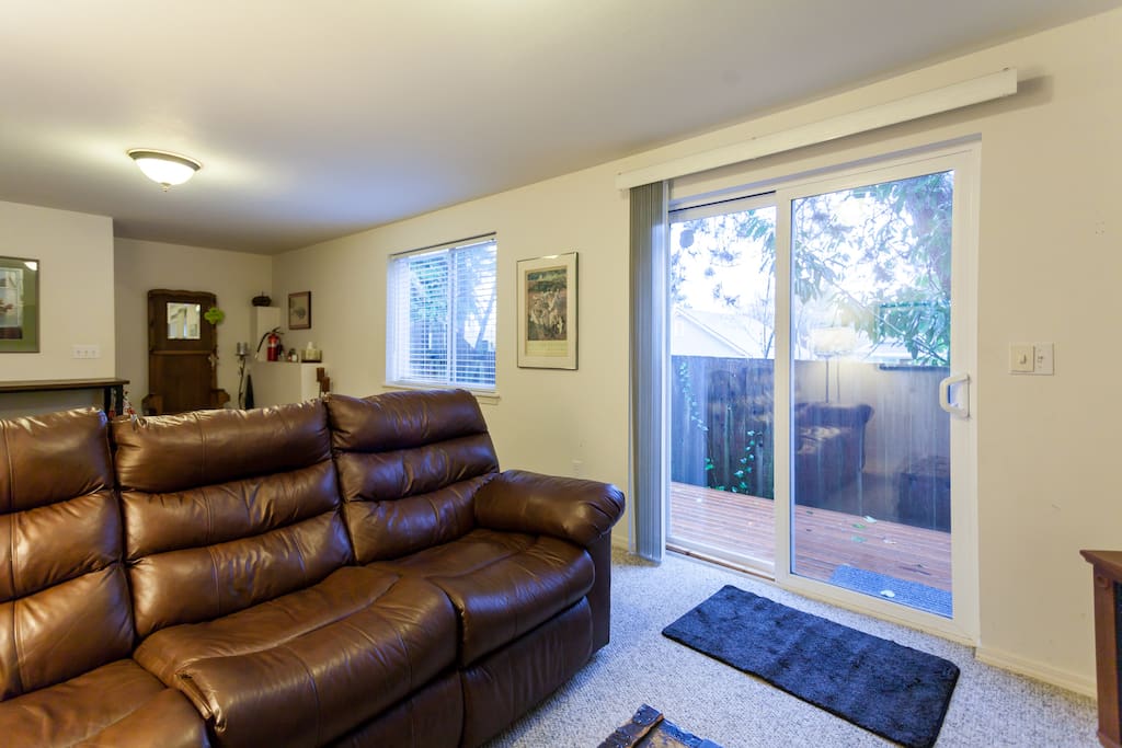 Private entrance accessed by walkway along side of house.
