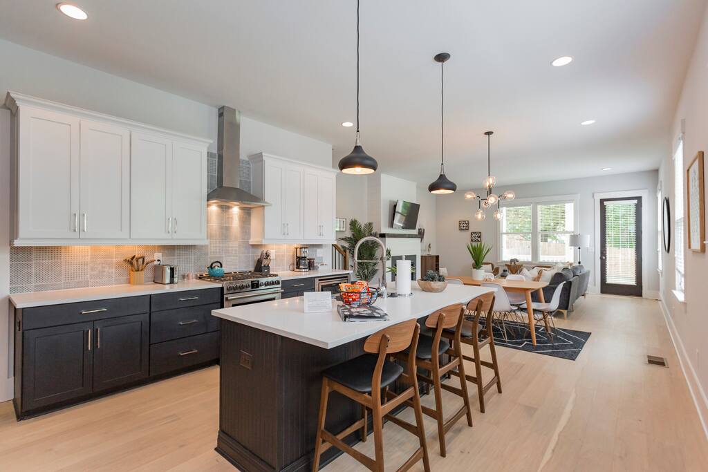 Bright and open kitchen and living room for a great hang with great people.