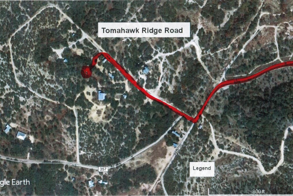 Tomahawk Ridge Rd to StarLight Cabin from CR 357