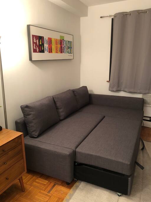 the sectional, converted to full sized bed