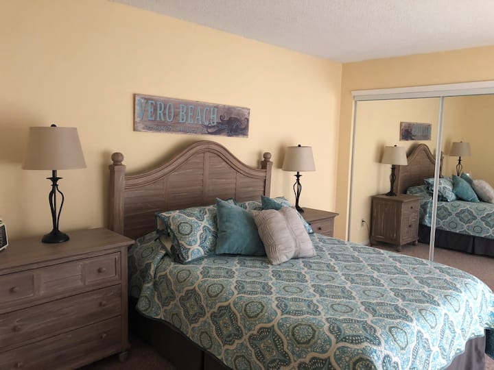 guest bedroom with new puffy mattress