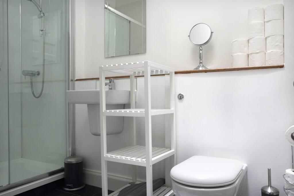 Bathroom with large walk in shower