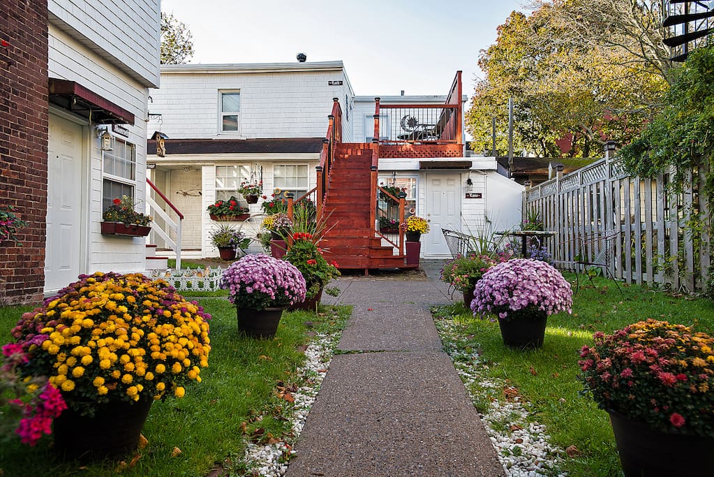 The back court yard to our Original Carriage house. The Carriage room is just to the left.