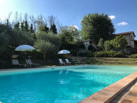 Mezzanine Apartment in farmhouse with large pool