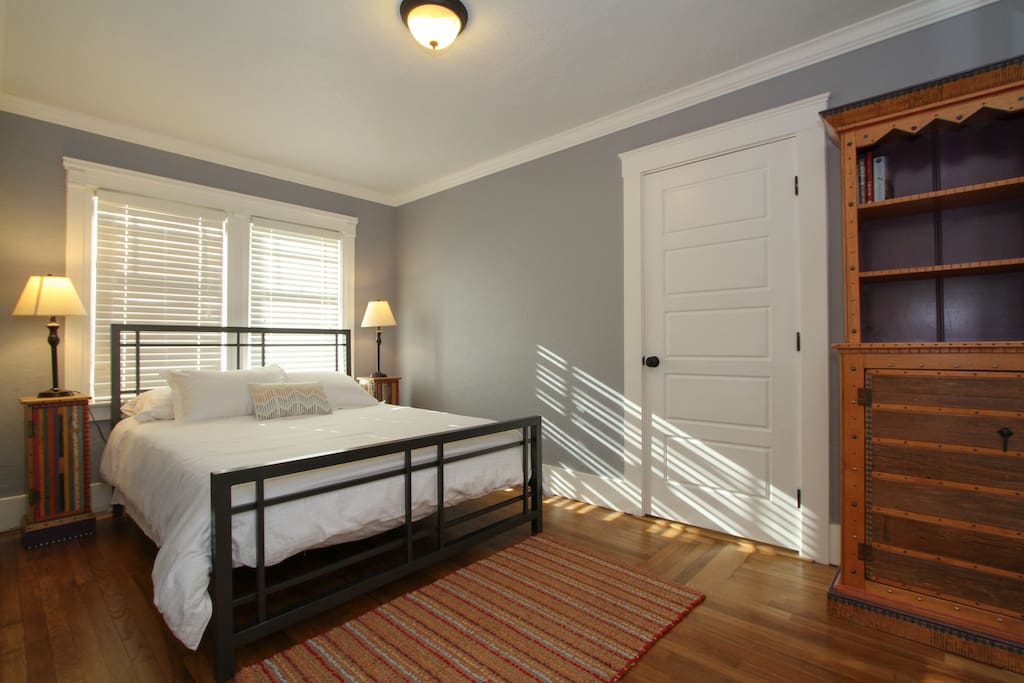 Comfortable queen bed with big closet.