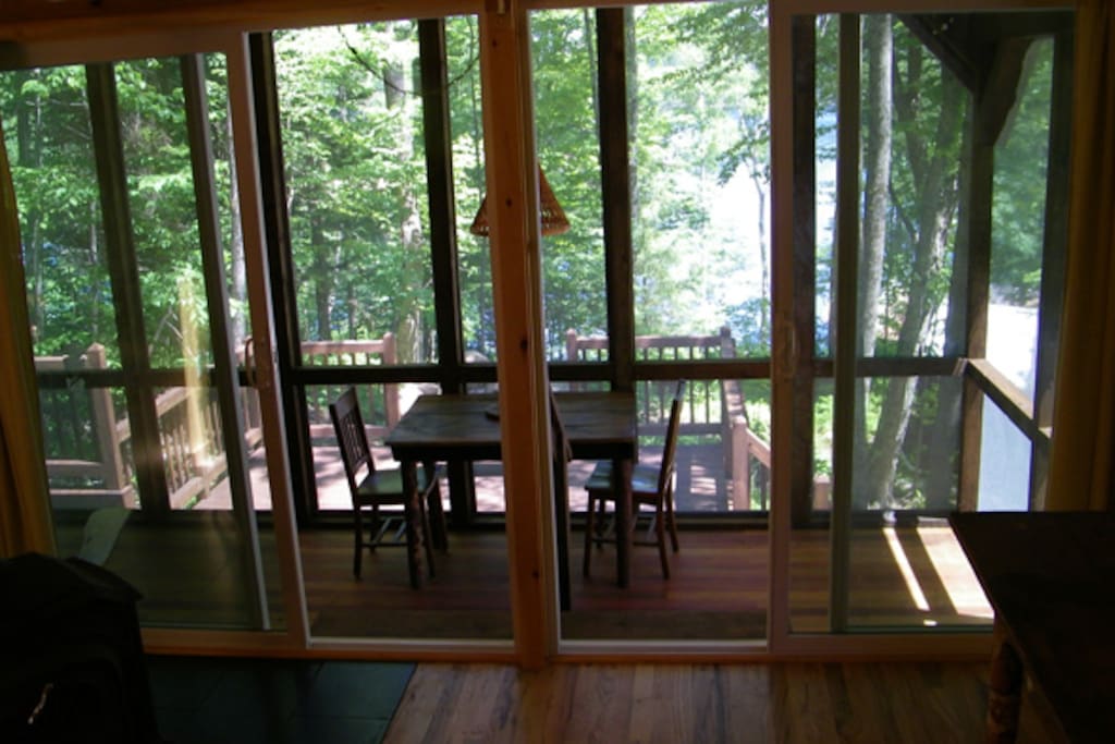 double patio doors leading down to the porch