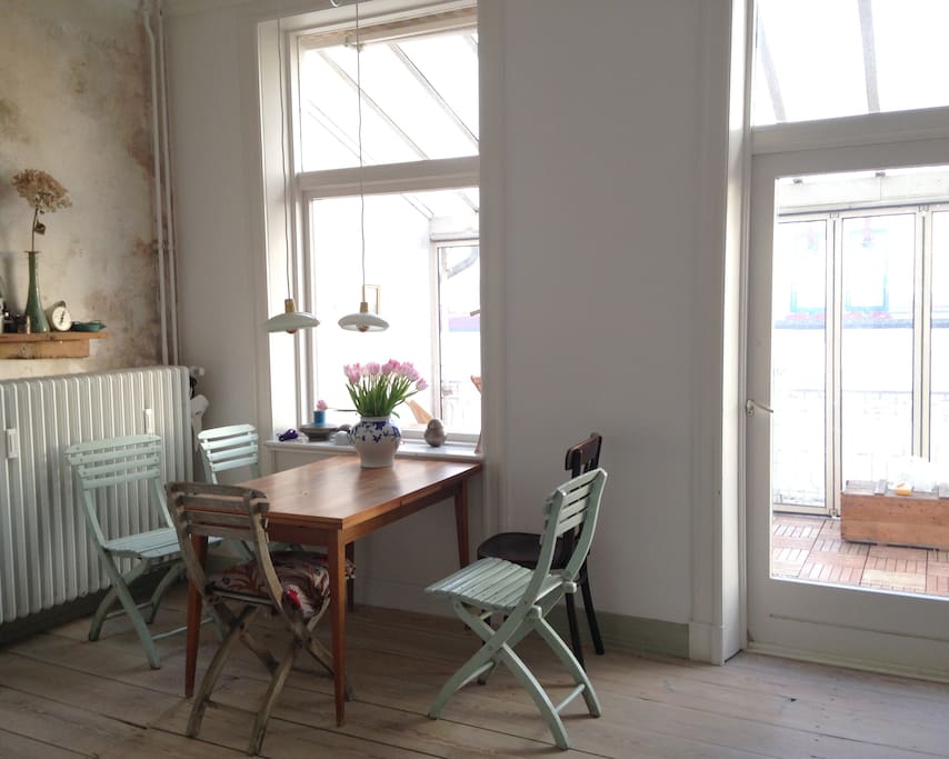 Kitchen with attached balcony