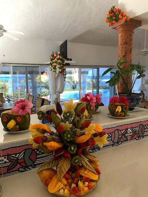 Kitchen faces the Caribbean