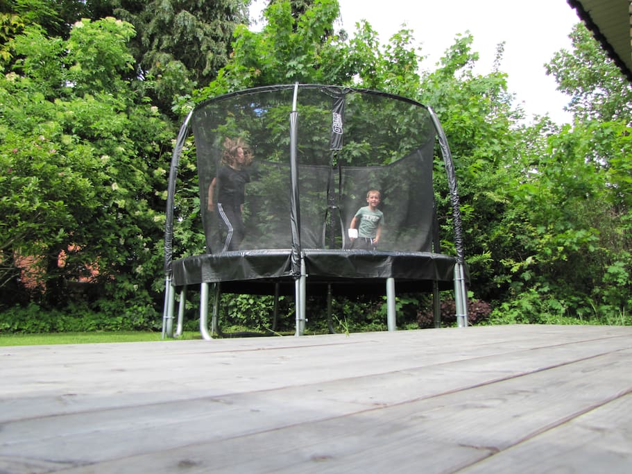 Trampoline in the garden