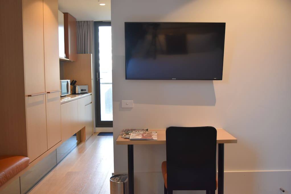 Desk and TV