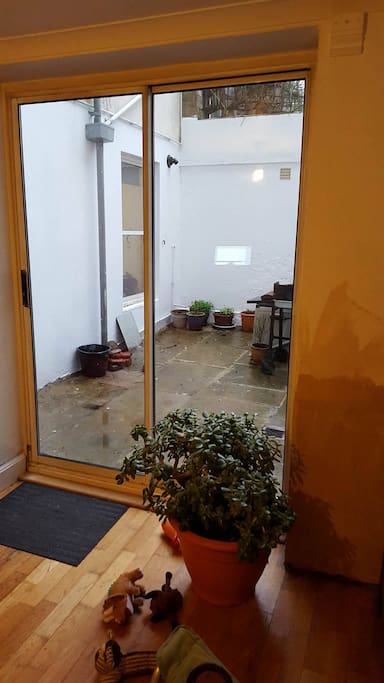 Showing the patio