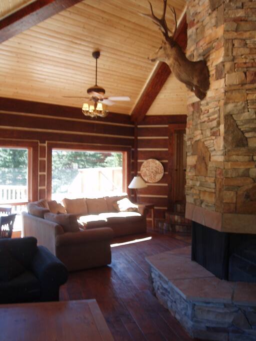 Large family room and dining area combined