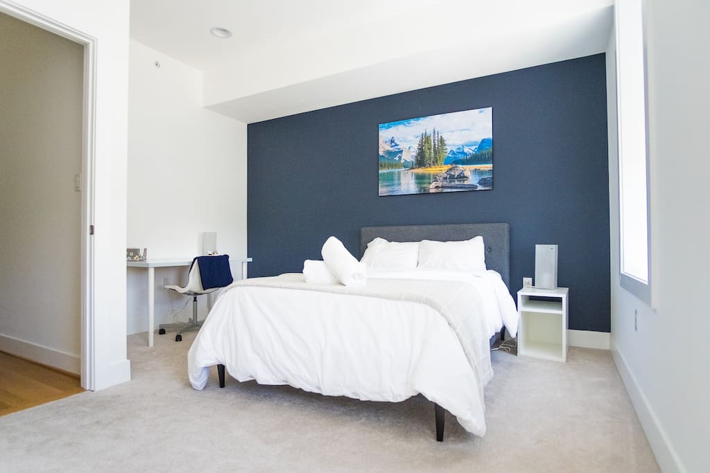 Ample size bedroom on third floor with privacy and quietness separated from other floors and minimal interruptions.