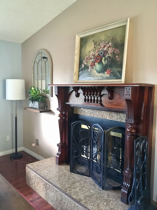 Antique fireplace in living room