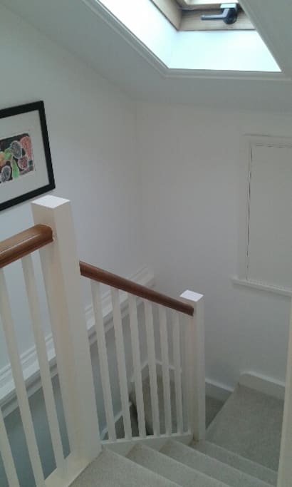 Stairs up to loft - makes it feel nice and private