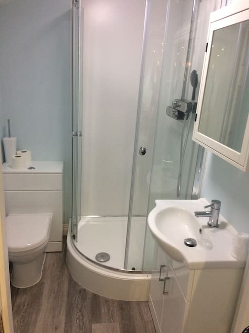 Shower, toilet