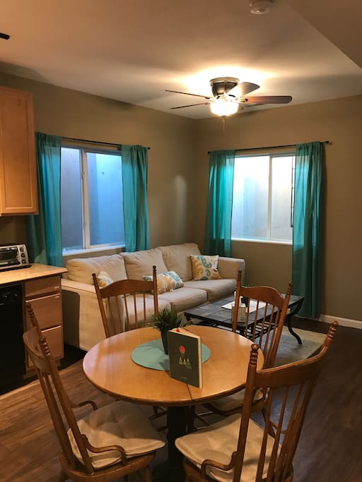 Living area and kitchen nook
