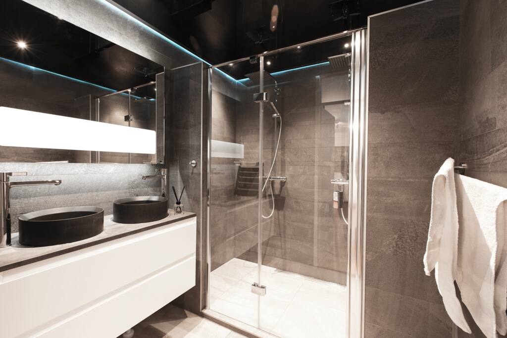 Stylish bathroom with led