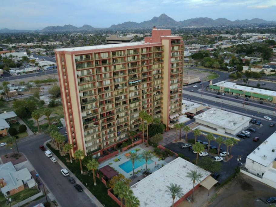 Aerial of building.