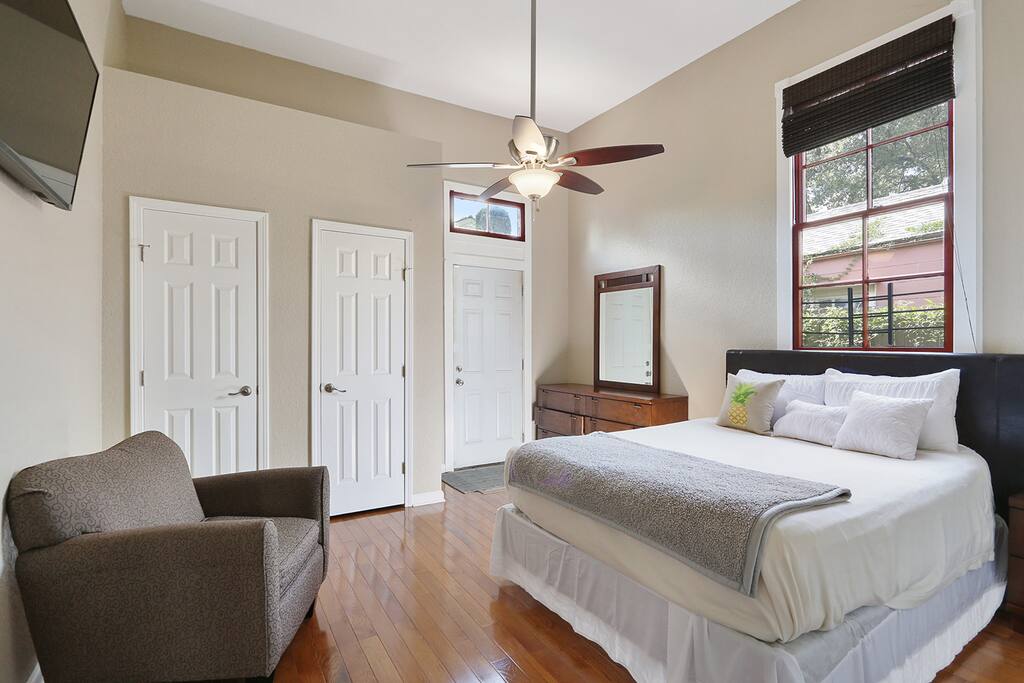 Bedroom #2 has Queen size bed, double closets,ceiling fan,dresser,night stand and 42" flat screen t.v.