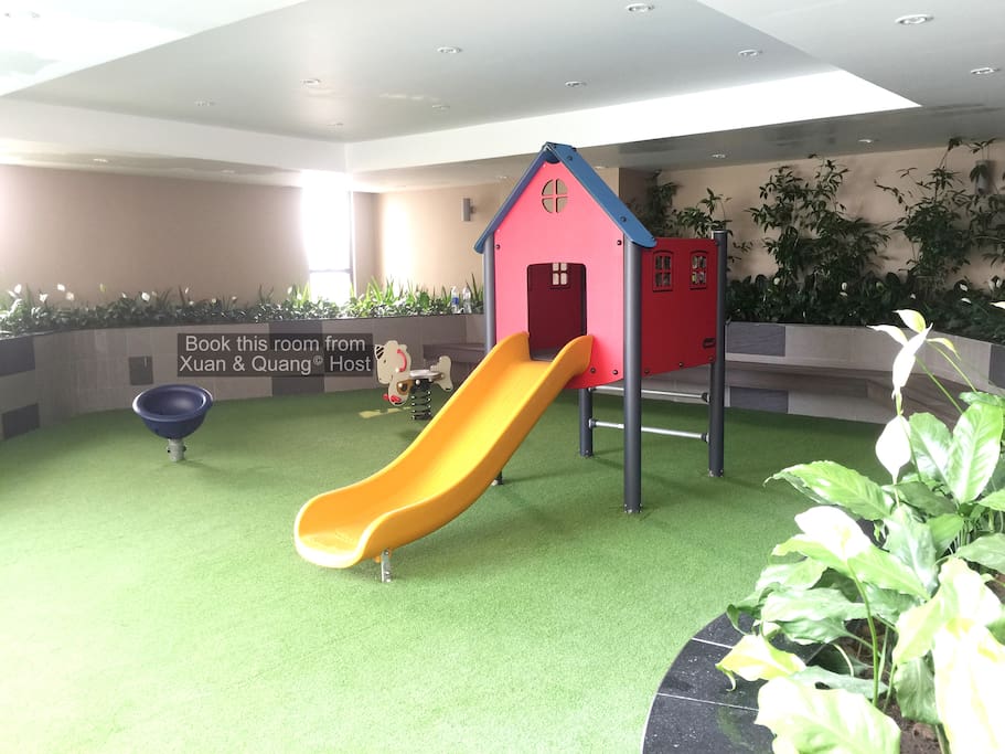 Kid playground next to kid pool