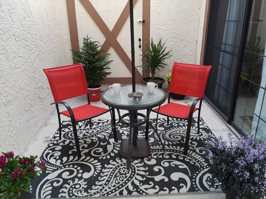 Outdoors dining set and smoking area
