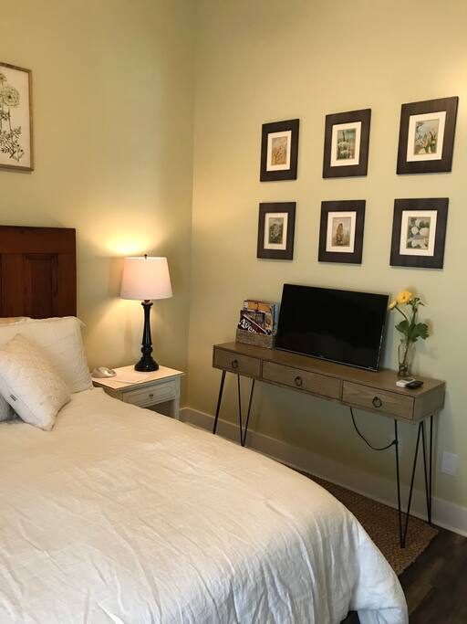 Bedroom has smart tv, white noise machine and wireless.