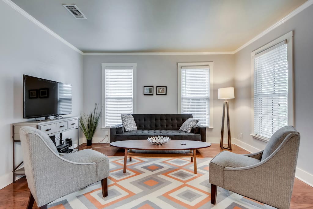Modern decor in soothing, stylish hues.