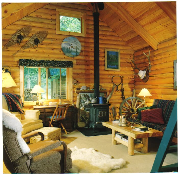 living room, wood stove but also has electric heat.
