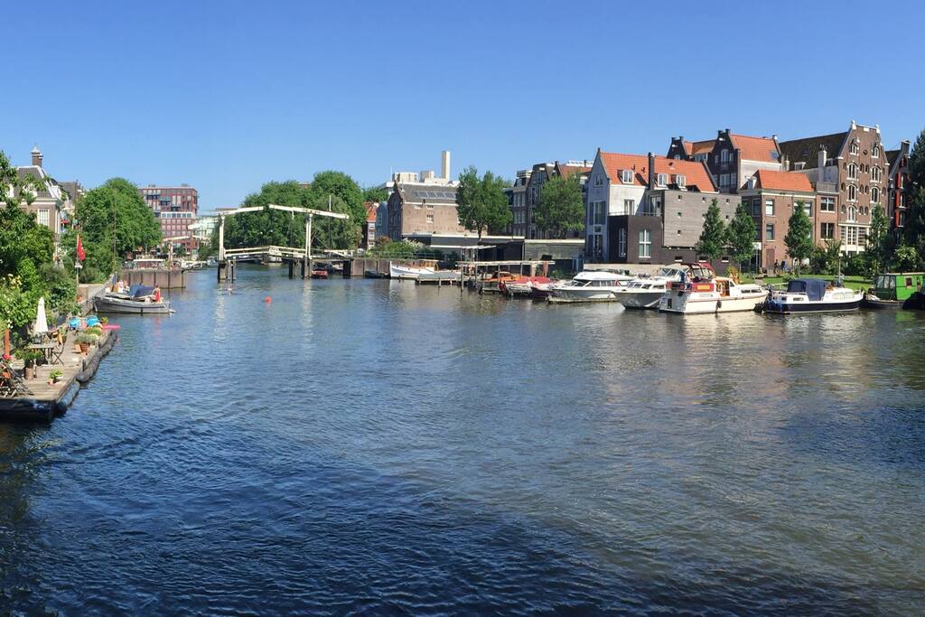 View from the living room overlooking, Prinseneiland Canal & the Three Haringen Brug.