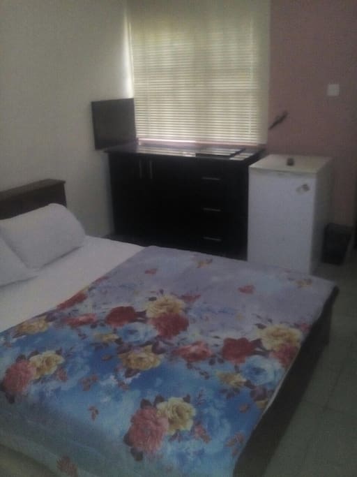Queen sized beds with cooker top, refrigerator, LCD tv, full bath, closet space and nice balcony.