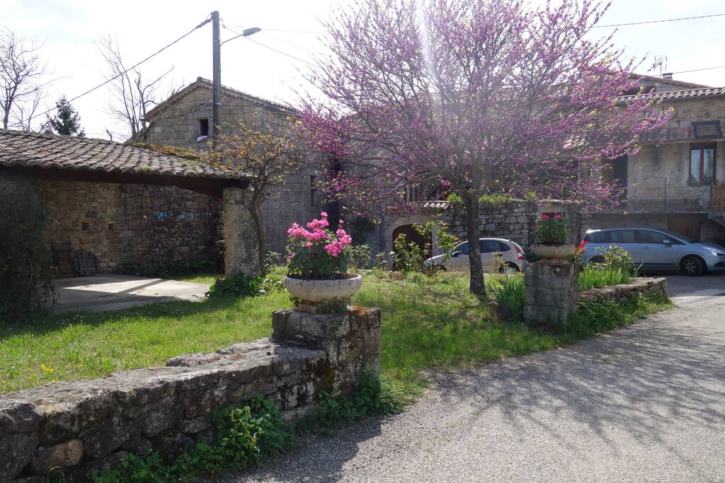 Vue sur le jardin et l'abri voiture