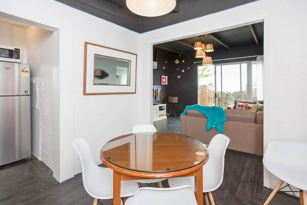 dining room through to lounge and the sea beyond
