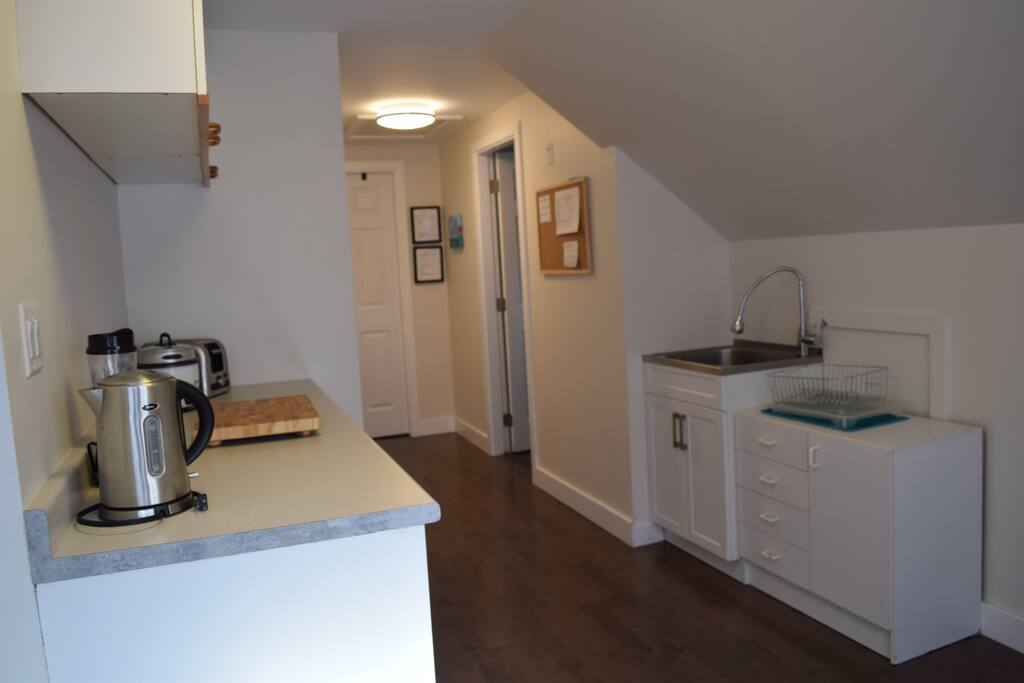 Kitchen sink Door to bathroom