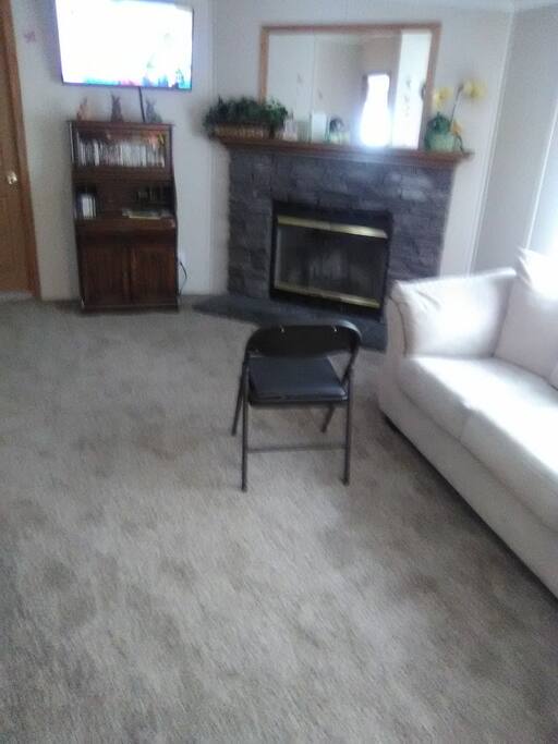 family room with fireplace