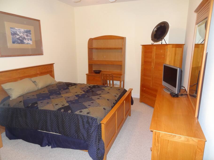 Private bedroom, door lock, HDTV with Direct TV, land line phone and alarm clock.