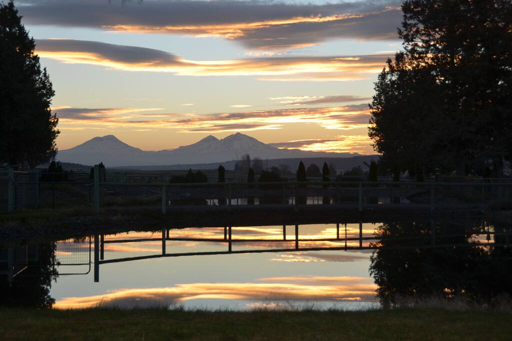 Our pond and sunset view
