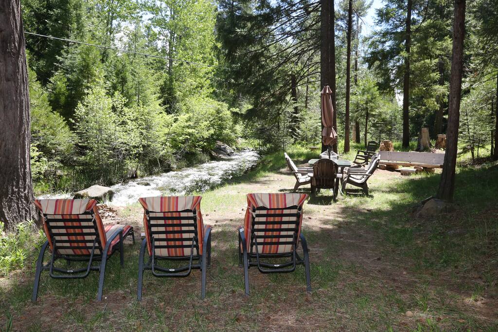 Peaceful sitting area next to the creek