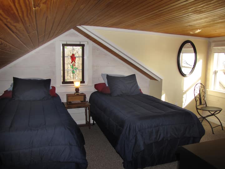 Twin beds in loft
