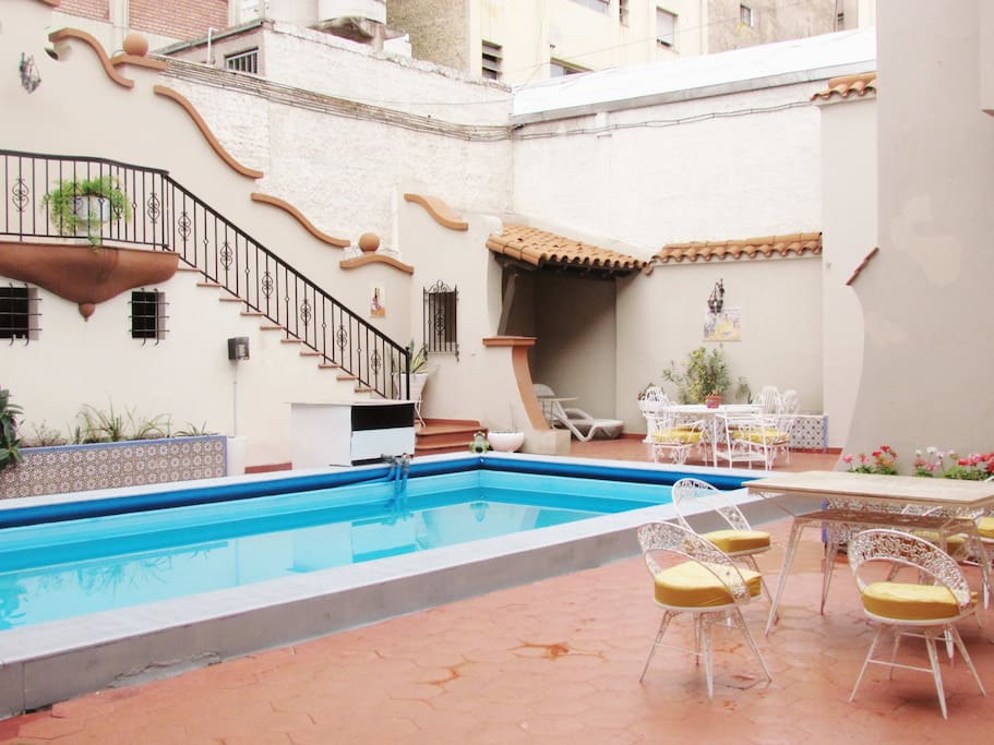 Jardín interno, piscina